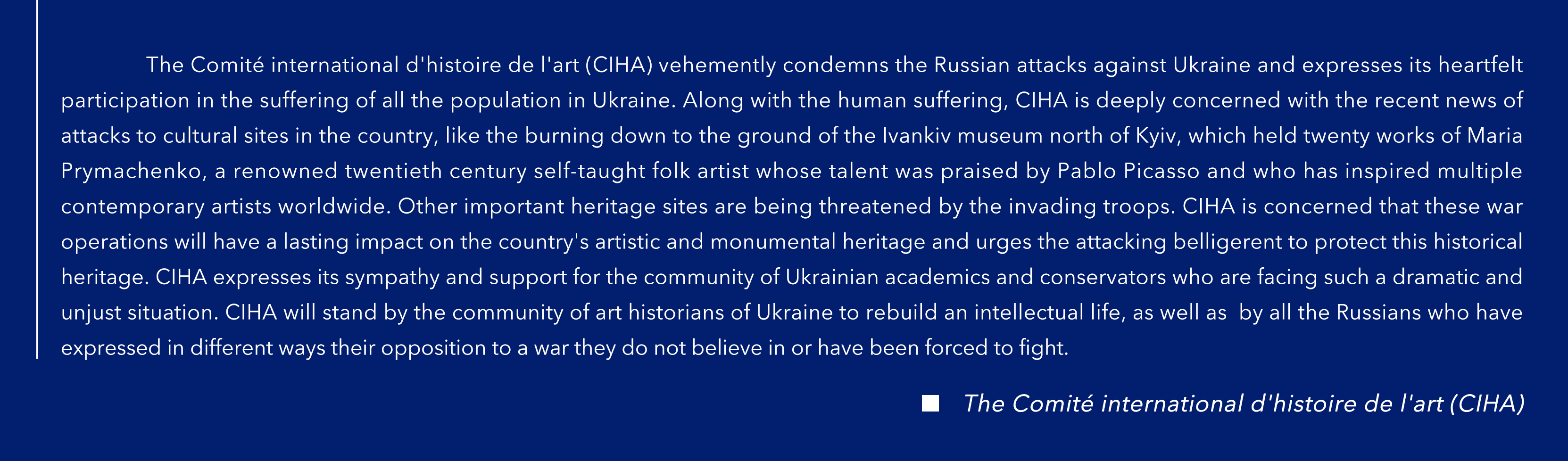 CIHA Statement for Ukraine